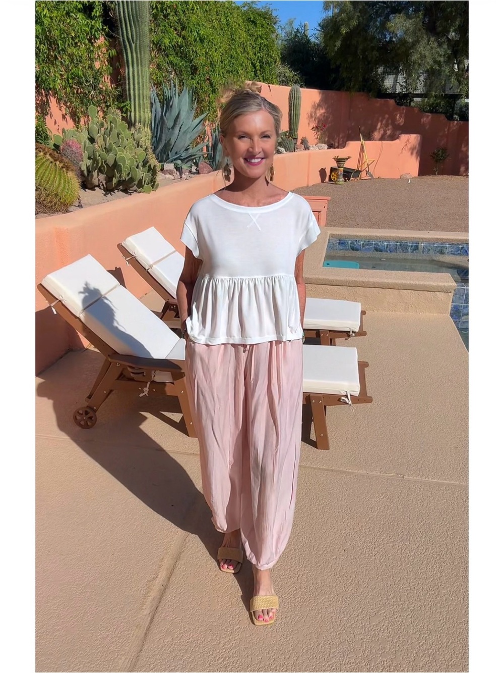 NWT SILKY LIKE Light Pink Relaxed Balloon Pants-S - Picture 3 of 16